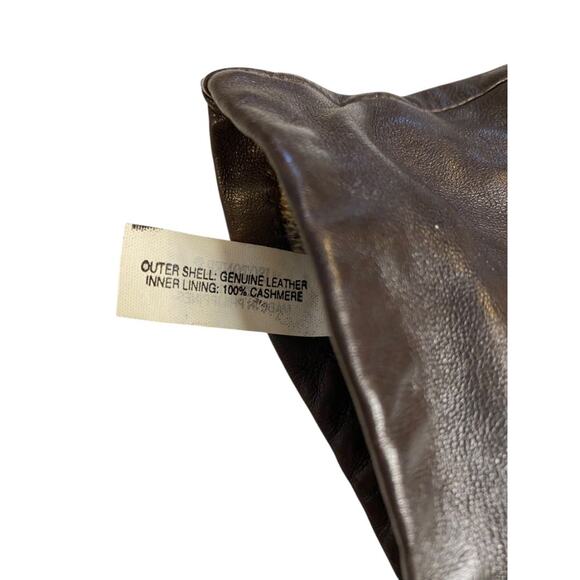 Size 7.5 Isotoner Vintage Womens Brown Leather Cashmere Lined Gloves - Picture 5 of 7